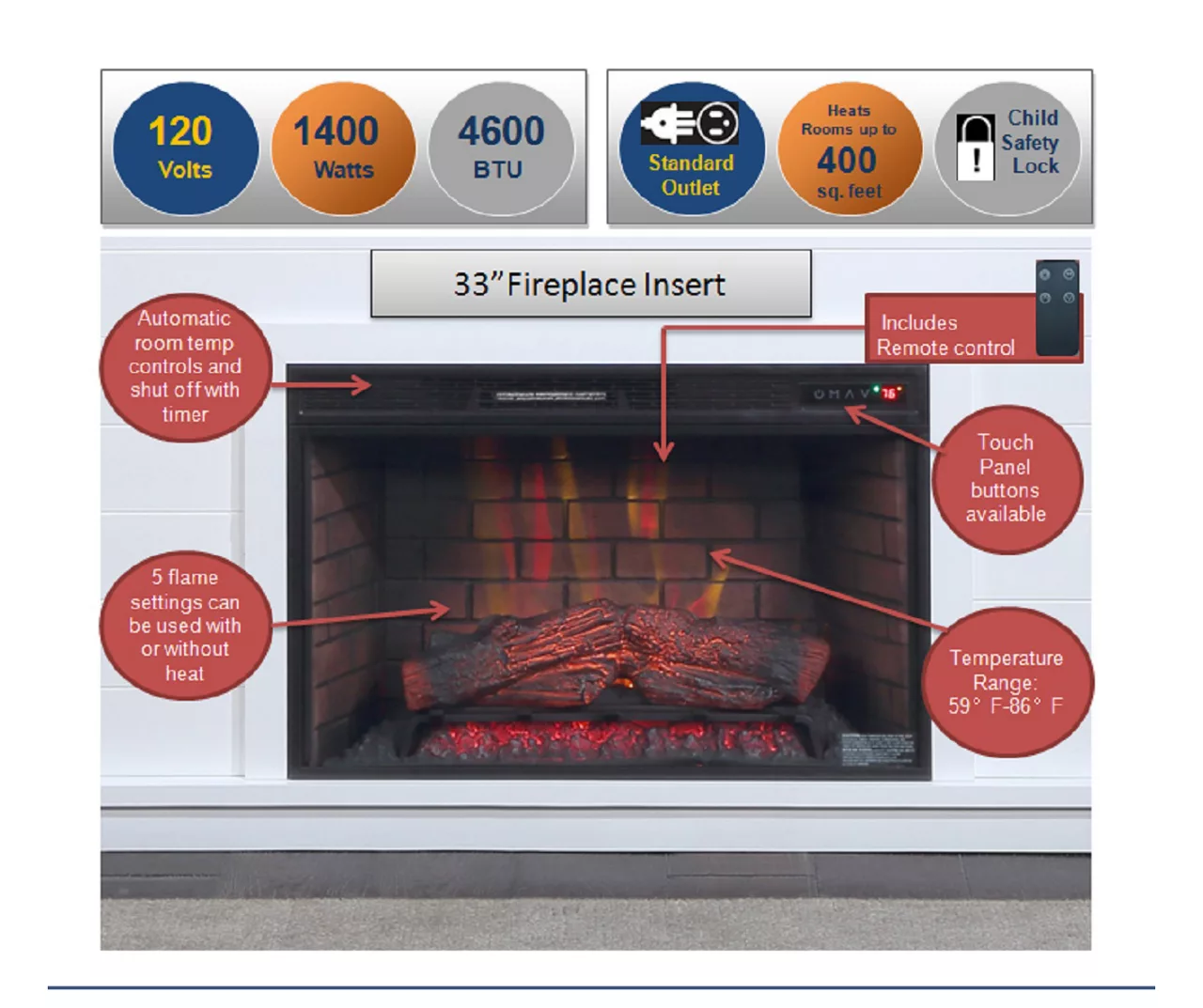 62" White Shiplap Grand Electric Fireplace - Image 7