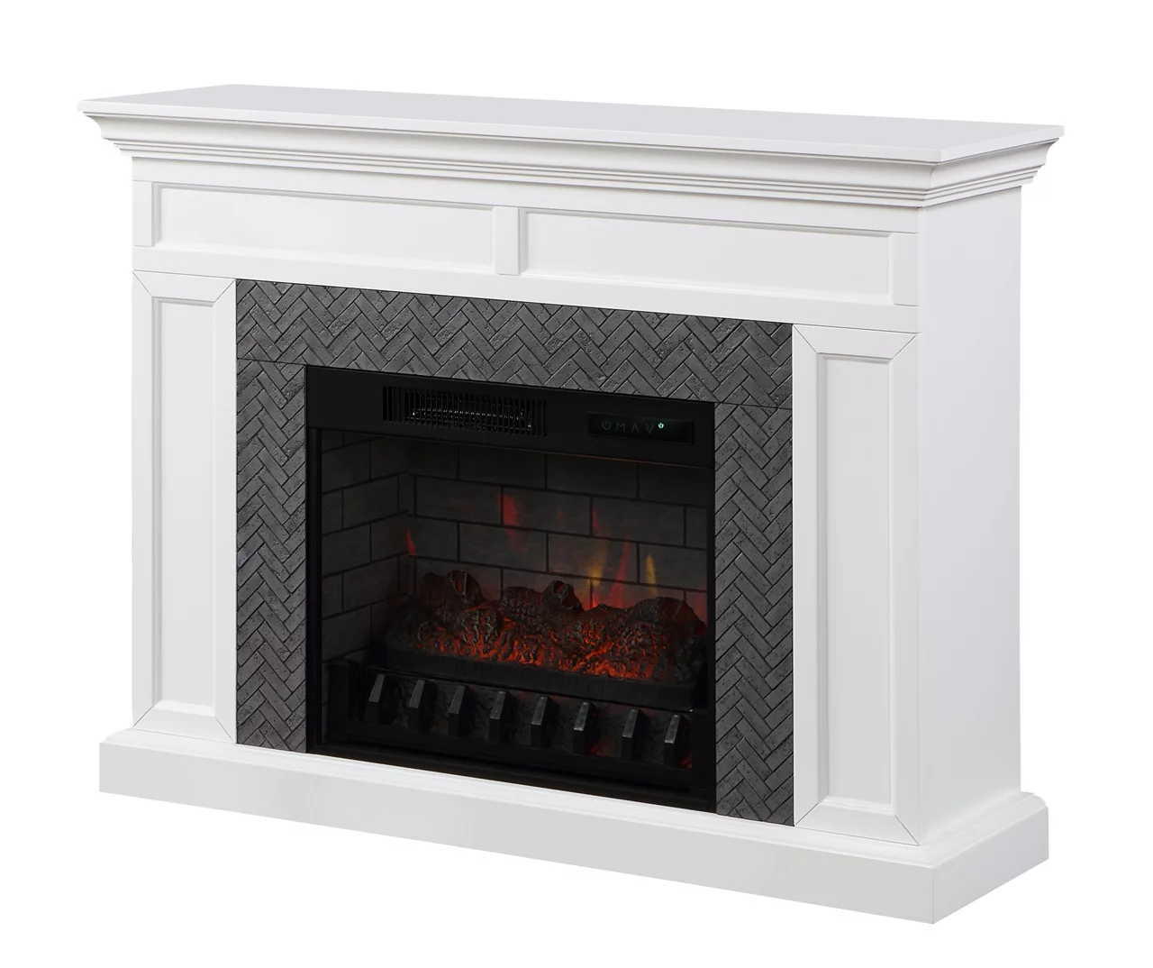 48" Faux Herringbone Mantel Electric Fireplace - Image 5