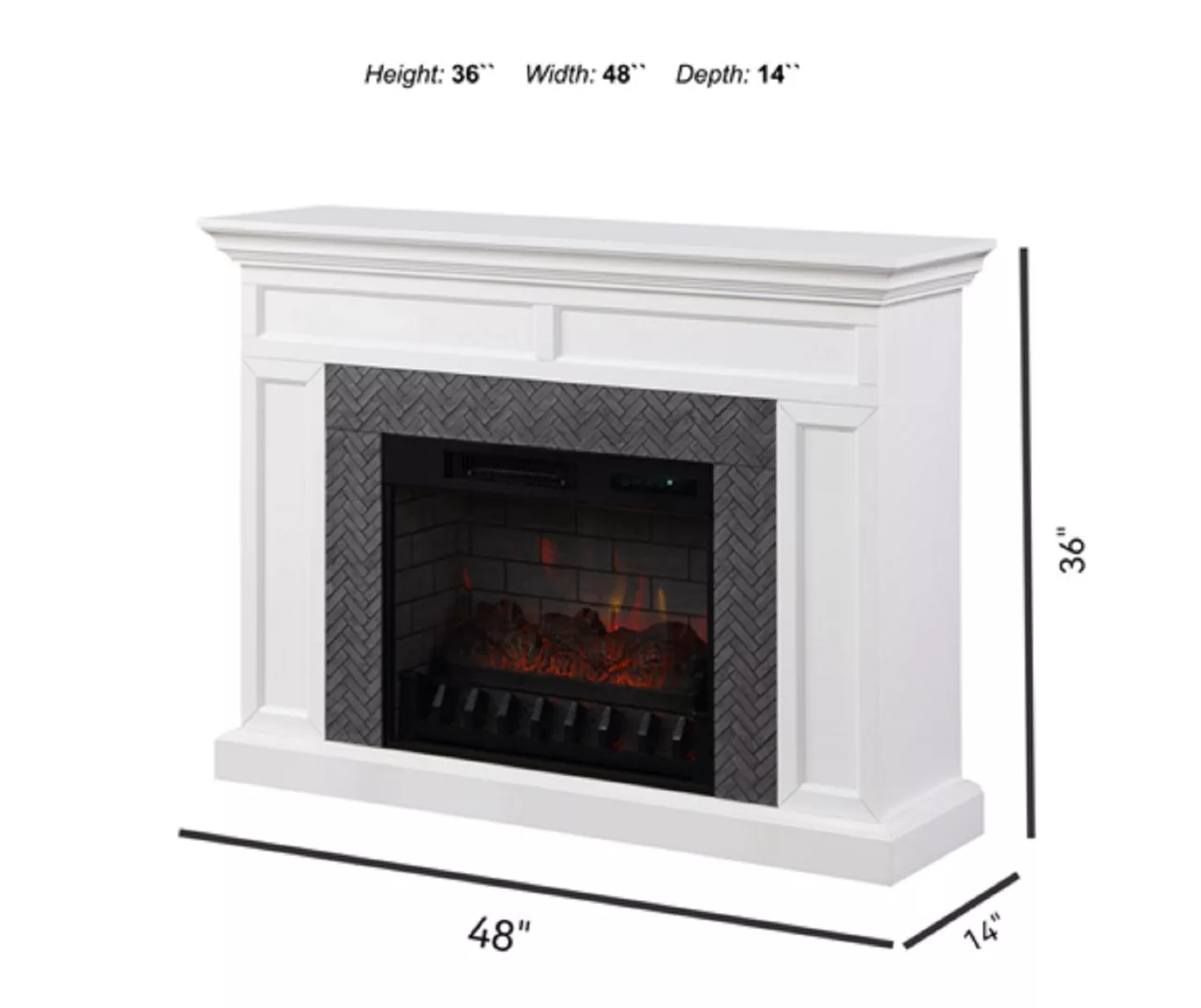 48" Faux Herringbone Mantel Electric Fireplace - Image 7