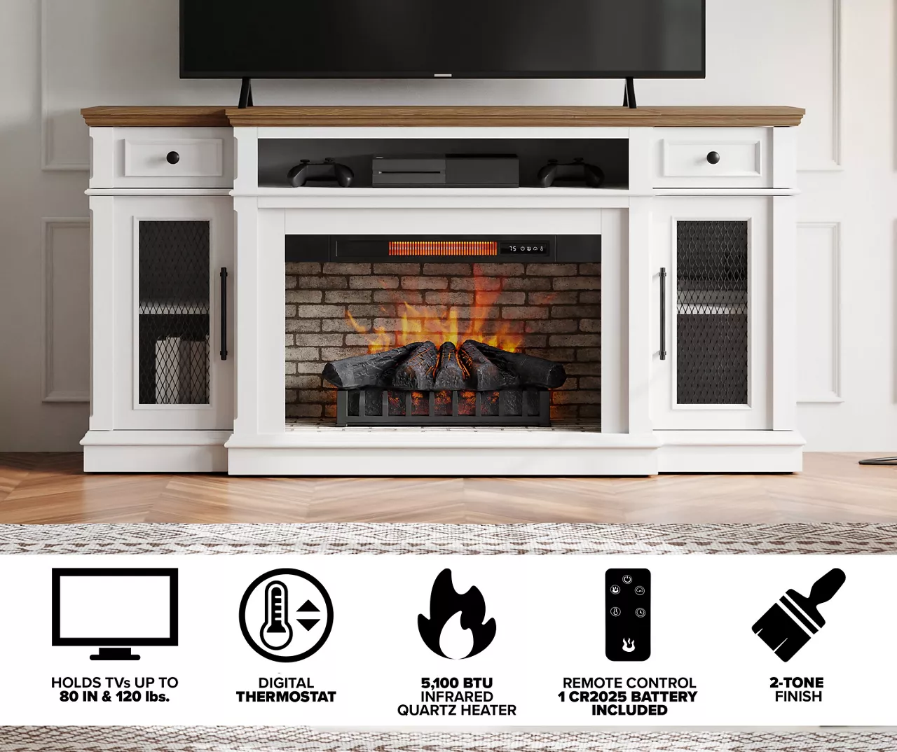 73.5" Castillo Electric Fireplace Console - Image 3