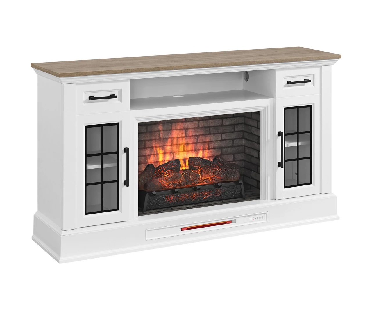 60" White 2-Door Electric Fireplace Console - Image 7