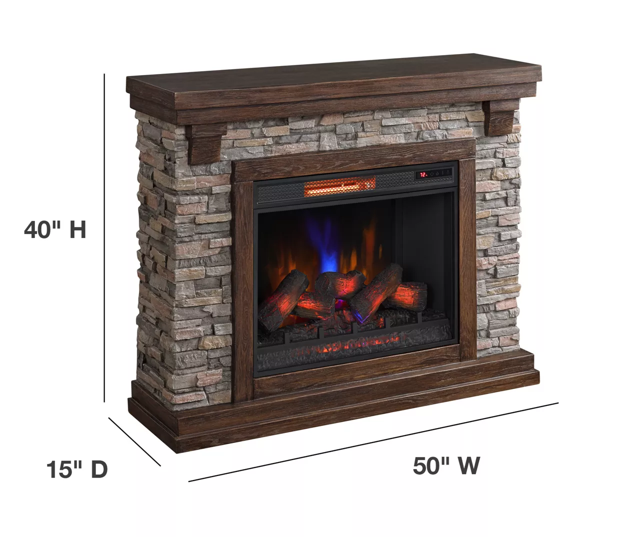 50" Madison Pine & Faux Stone Electric Fireplace - Image 6