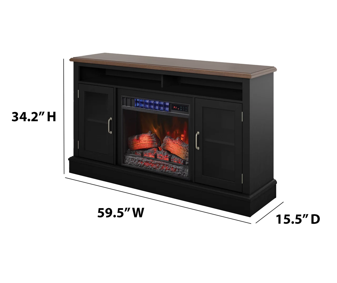 59.5" Black CoolGlow Electric Fireplace & Fan Console - Image 9