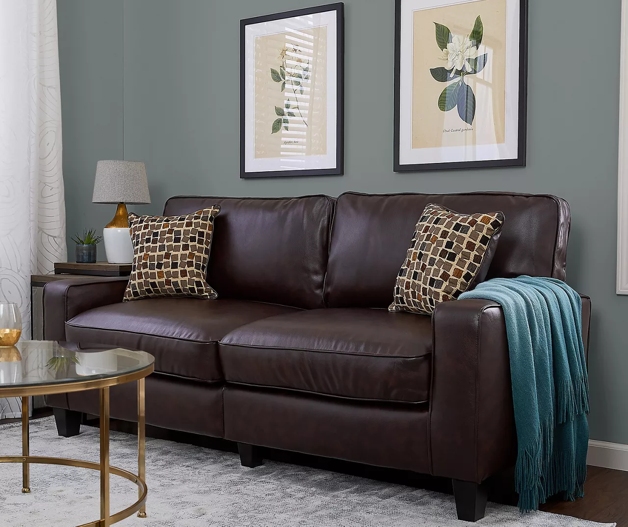 Serta Palisades Chestnut Bonded Leather Sofa - Image 5
