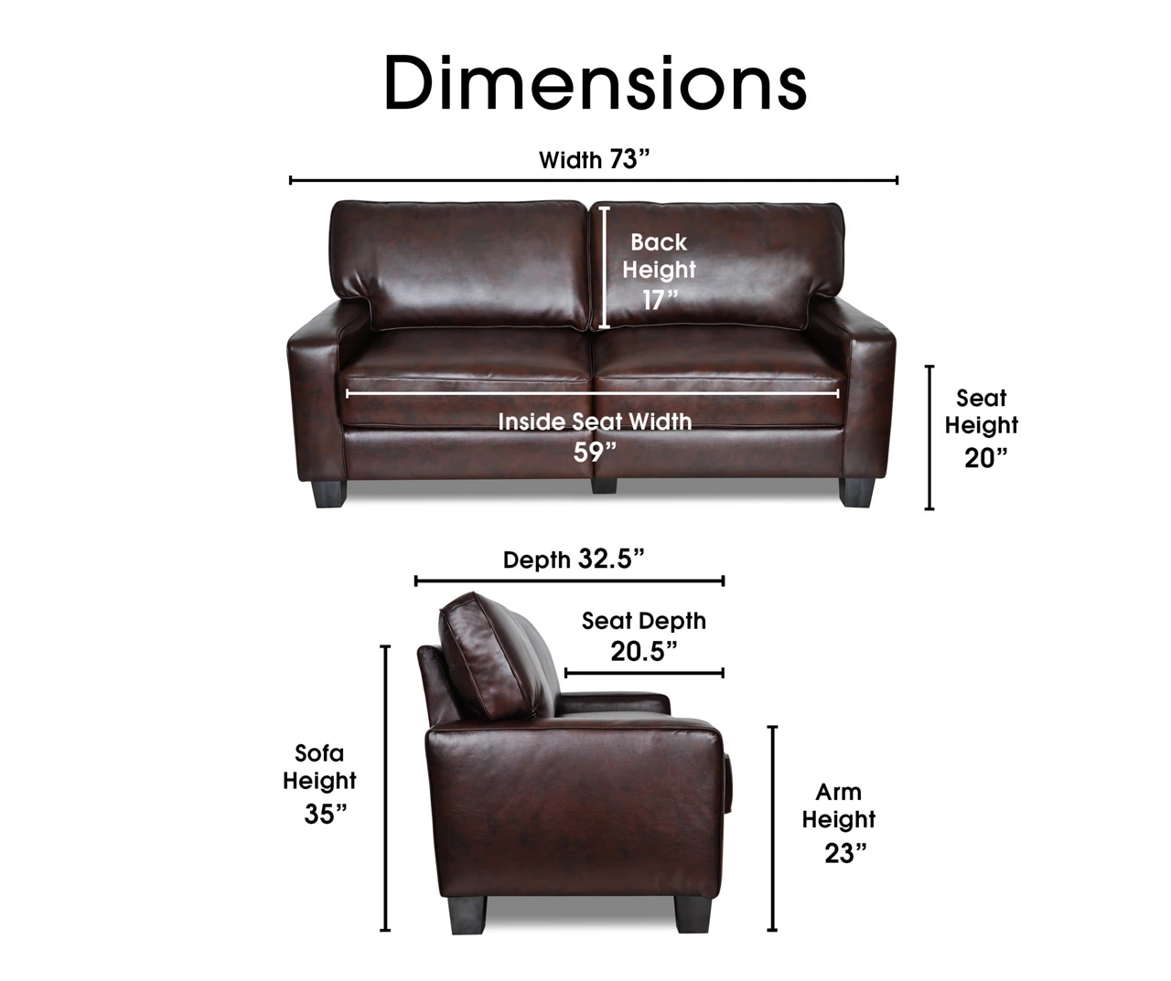 Serta Palisades Chestnut Bonded Leather Sofa - Image 10