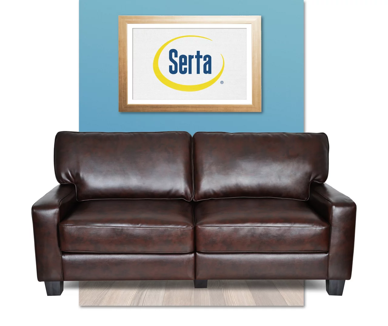 Serta Palisades Chestnut Bonded Leather Sofa - Image 19