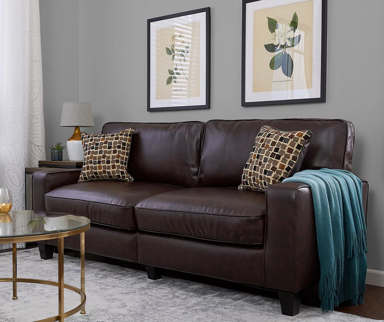 Serta Palisades Chestnut Bonded Leather Sofa - Image 18