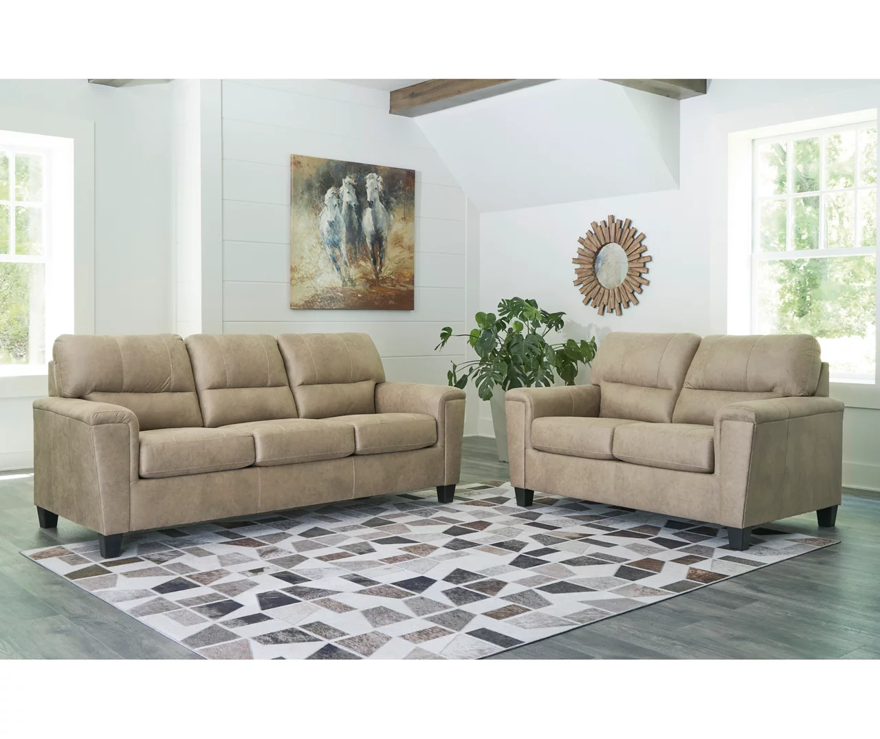 Tishen Pebble Sand Faux Leather Loveseat - Image 3