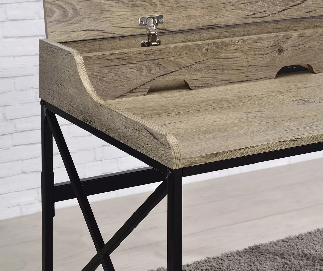 Corday Gray Wood Writing Desk With USB Charing - Image 5