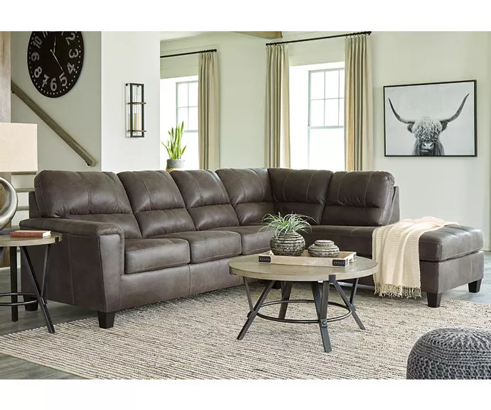 Signature Design By Ashley Navi Smoke Faux Leather Sectional With Right-Facing Chaise - Image 4