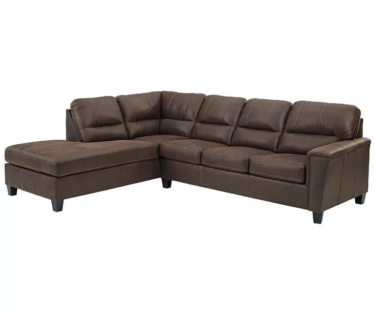 Signature Design By Ashley Navi Chestnut Faux Leather Sleeper Sectional With Left-Facing Chaise - Image 2