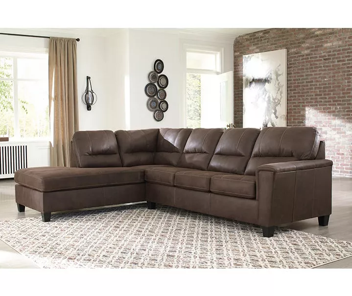 Signature Design By Ashley Navi Chestnut Faux Leather Sleeper Sectional With Left-Facing Chaise - Image 3