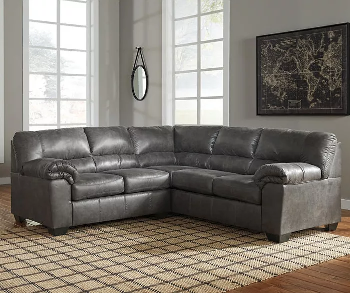 Signature Design By Ashley Bladen Slate 2-Piece Faux Leather Sectional With Left-Facing Loveseat - Image 2