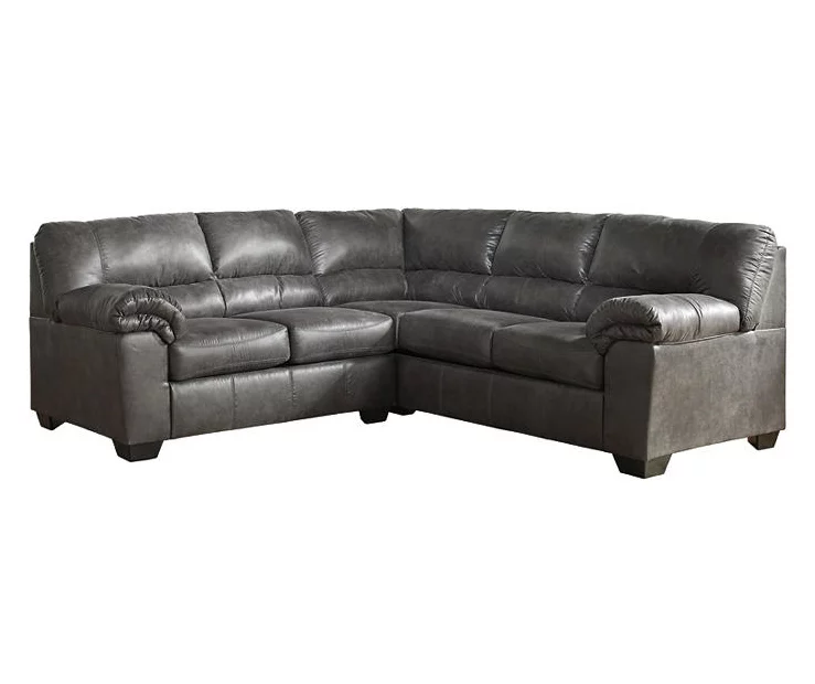Signature Design By Ashley Bladen Slate 2-Piece Faux Leather Sectional With Left-Facing Loveseat