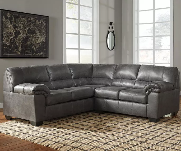 Signature Design By Ashley Bladen Slate 2-Piece Faux Leather Sectional With Right-Facing Loveseat - Image 2