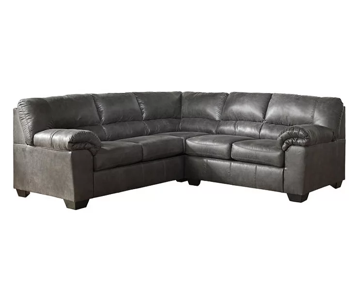 Signature Design By Ashley Bladen Slate 2-Piece Faux Leather Sectional With Right-Facing Loveseat