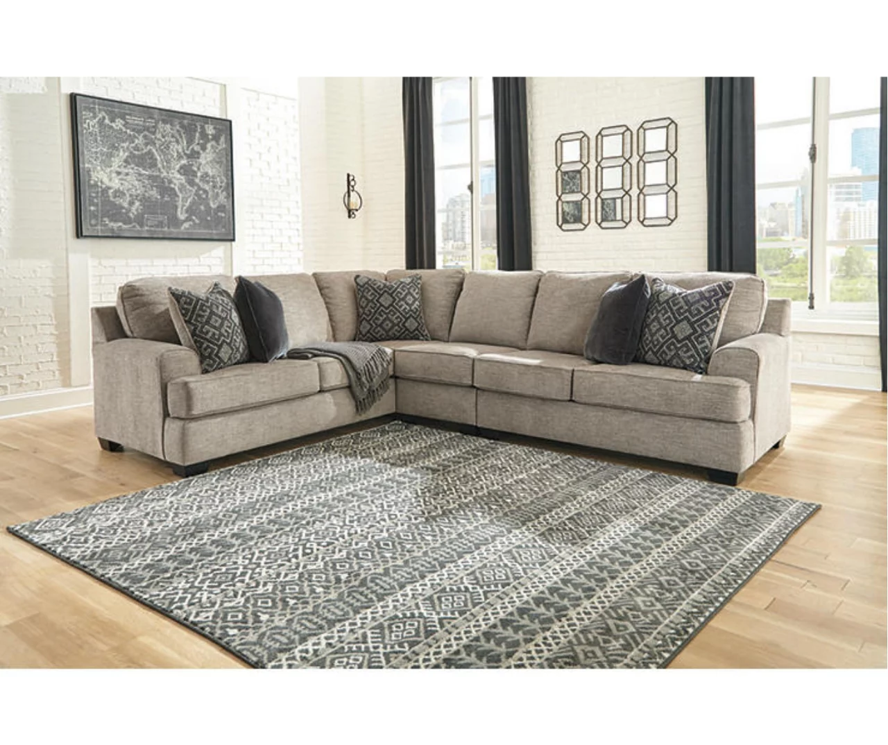 Signature Design By Ashley Bovarian Stone 3-Piece Sectional With Right-Facing Loveseat - Image 2