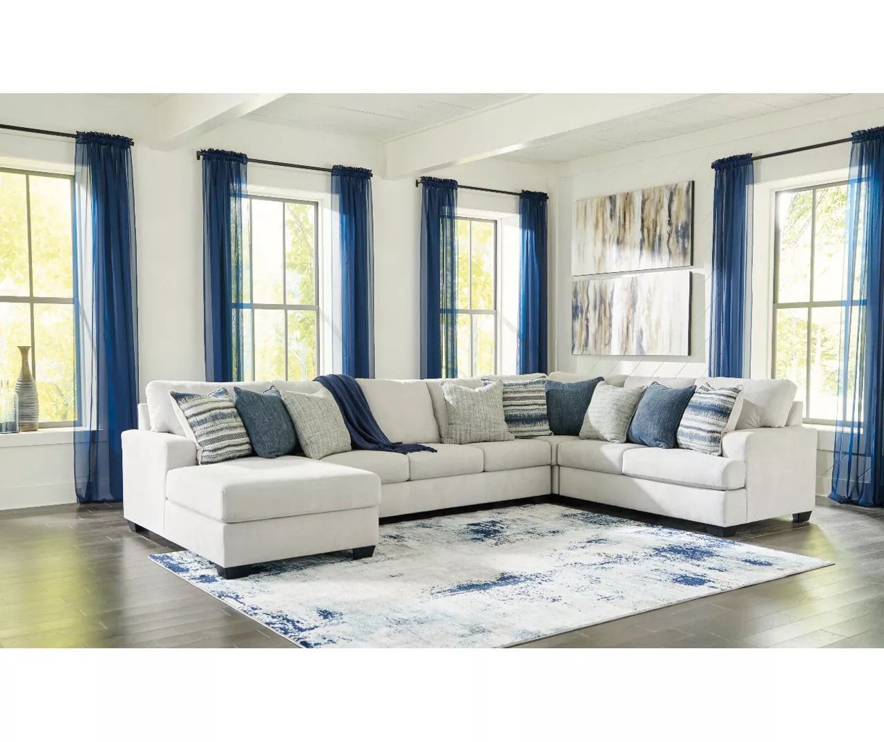 Signature Design By Ashley Lowder Stone 4-Piece Sofa Sectional With Left-Facing Chaise