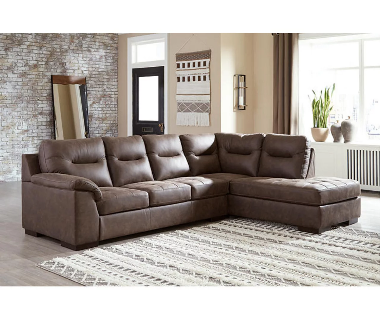 Signature Design By Ashley Maderla Brown Faux Leather Sectional - Image 2